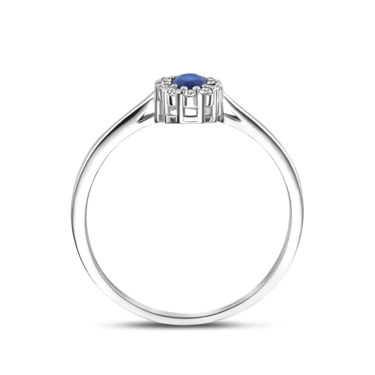 Anillo de mujer de plata rhodinado con zafiro y circonita - tallado ovalado