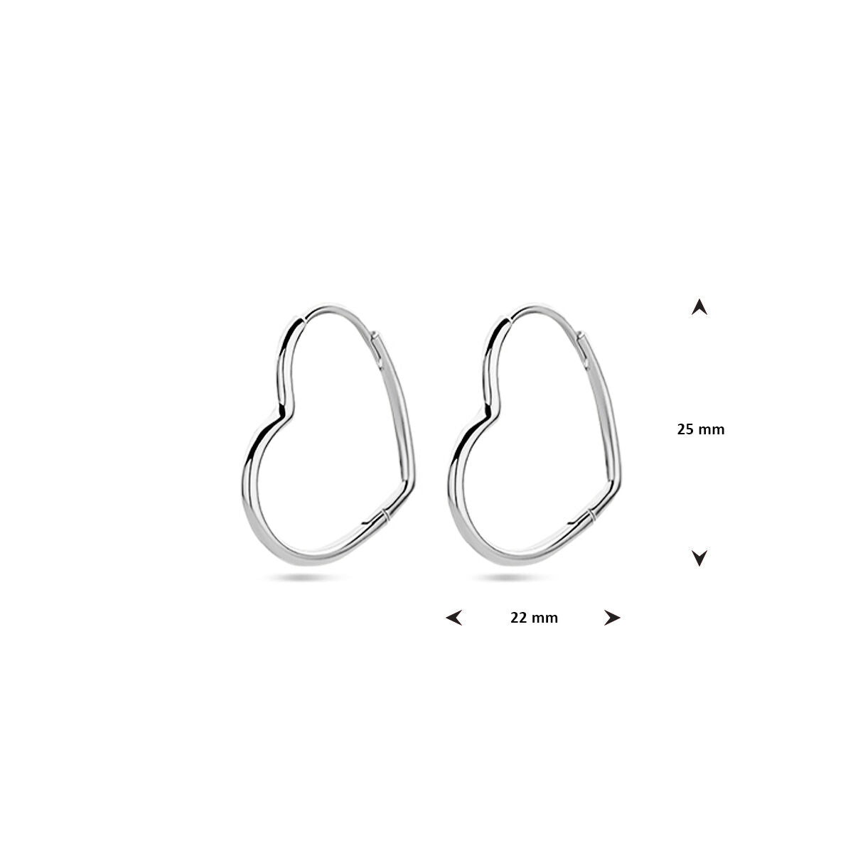aros corazón plata rodiado