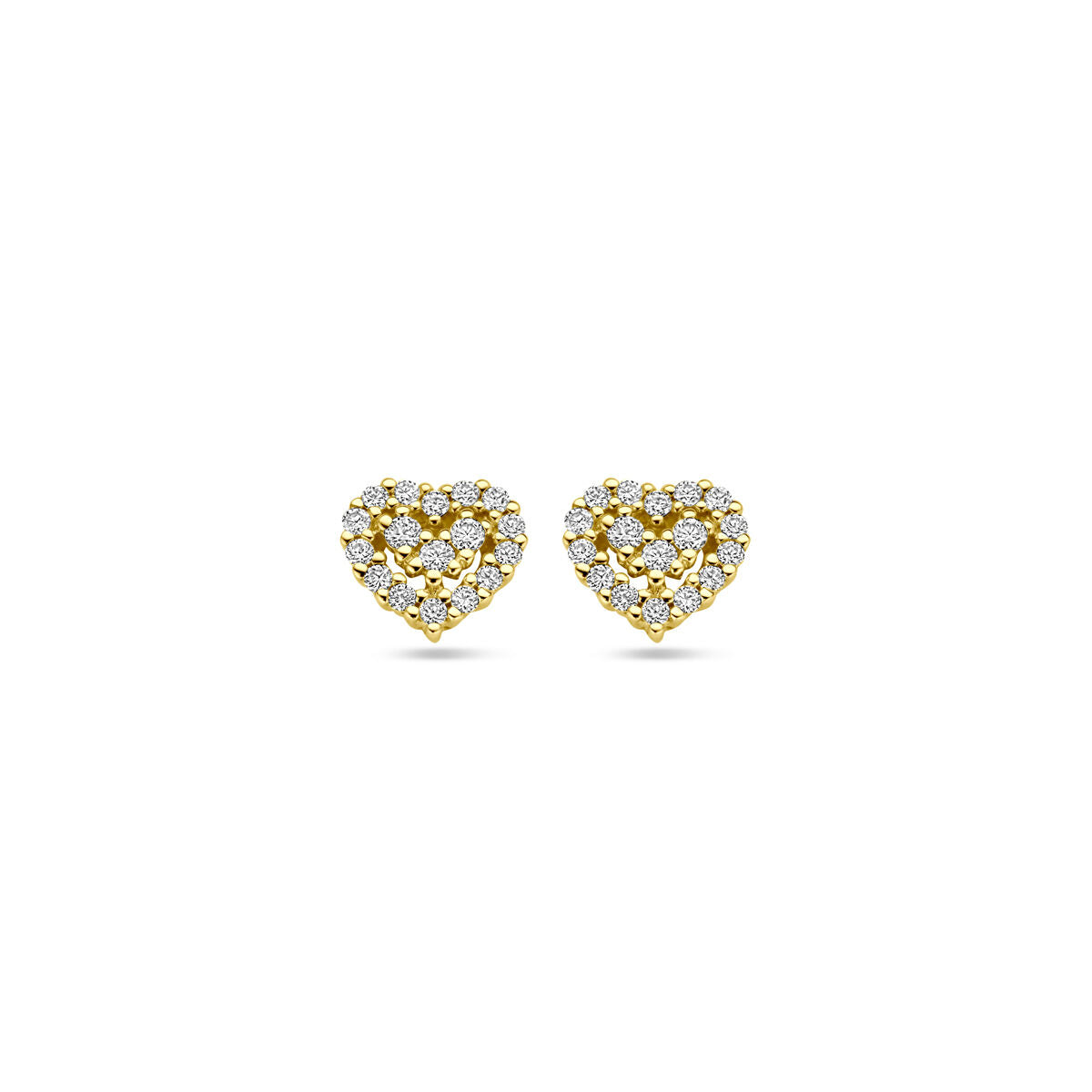 pendientes de botón corazón diamante 0.16ct (2x 0.08ct) h si 14K oro amarillo