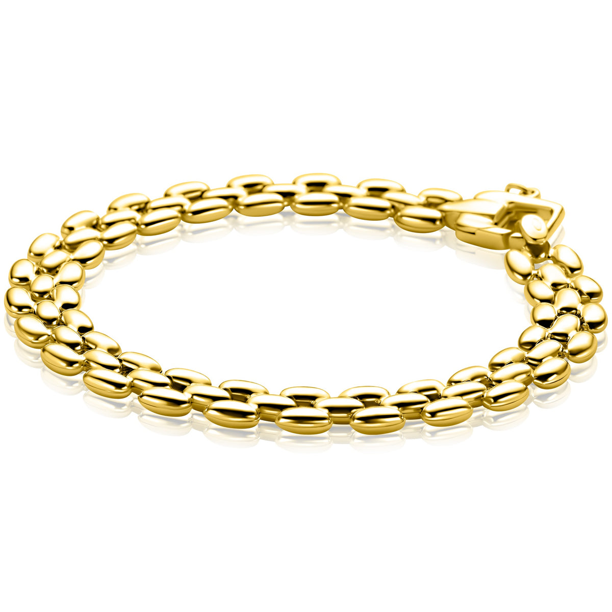 Pulsera dorada con eslabones ovalados y cierre de langosta.