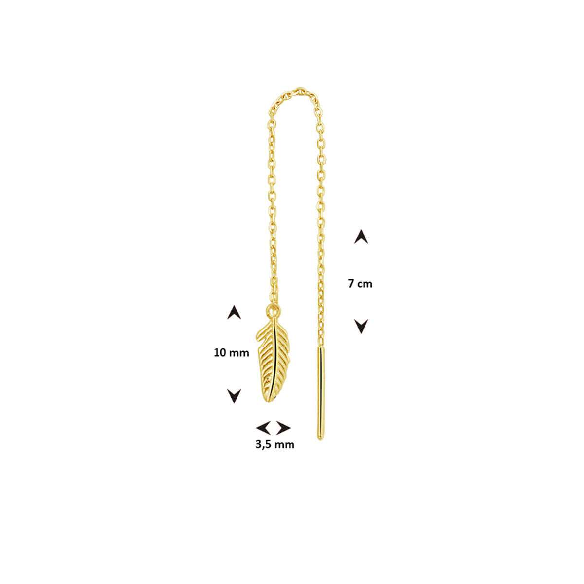 doortrekoorbeel veer per stuk 14K oro amarillo