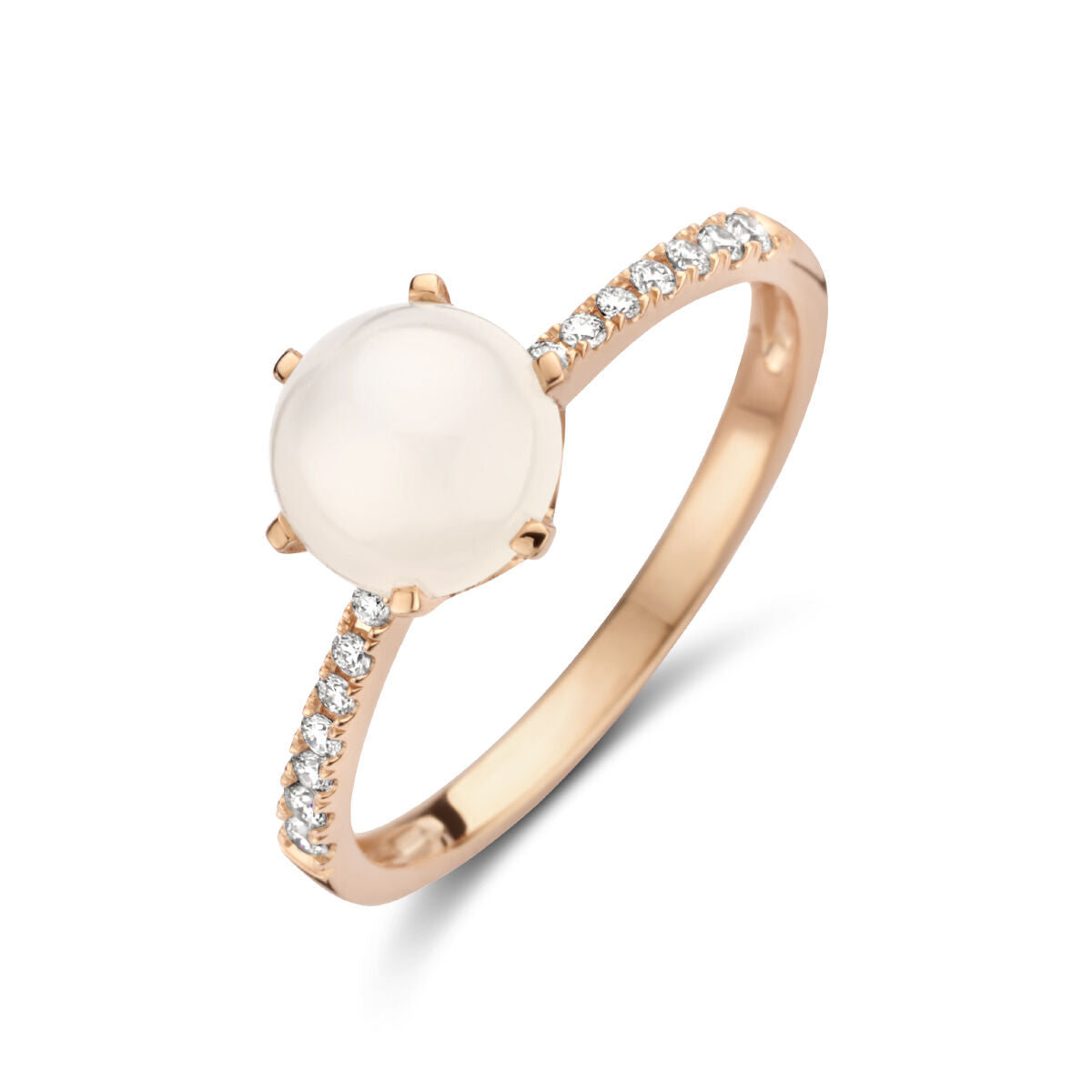 ring maansteen en diamant 0.06ct h si