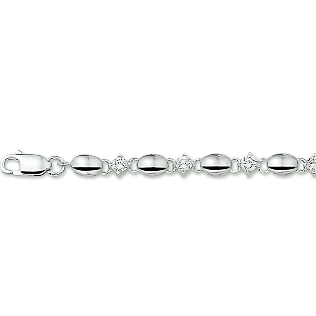 Pulsera de plata rhodium con zircón de 4,5 mm y longitud de 18,5 cm.