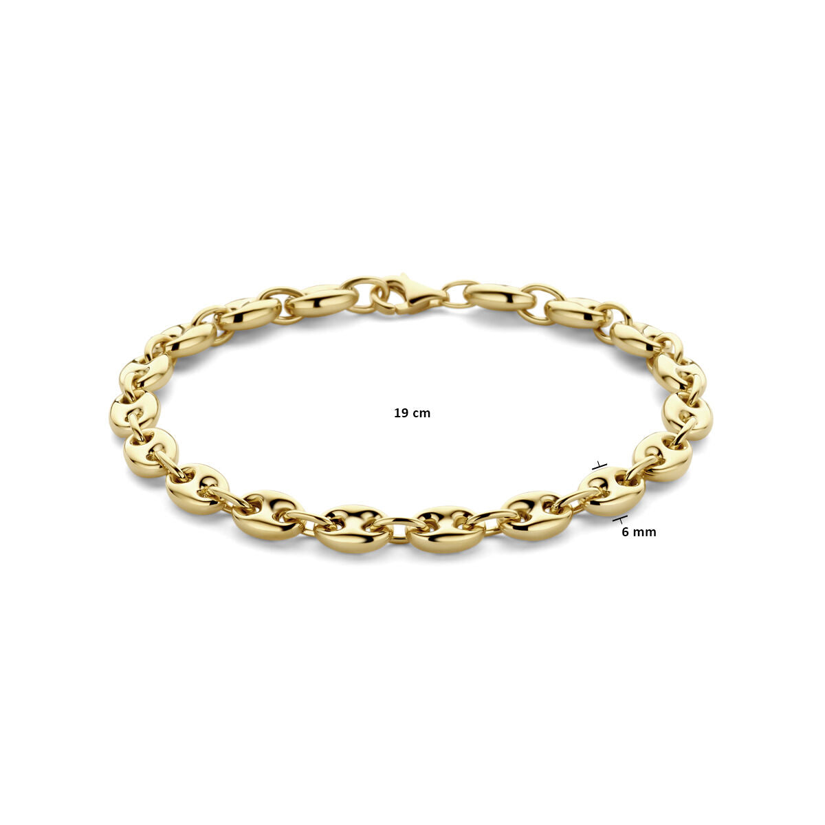 pulsera grano de café 6 mm 19 cm 14K oro amarillo
