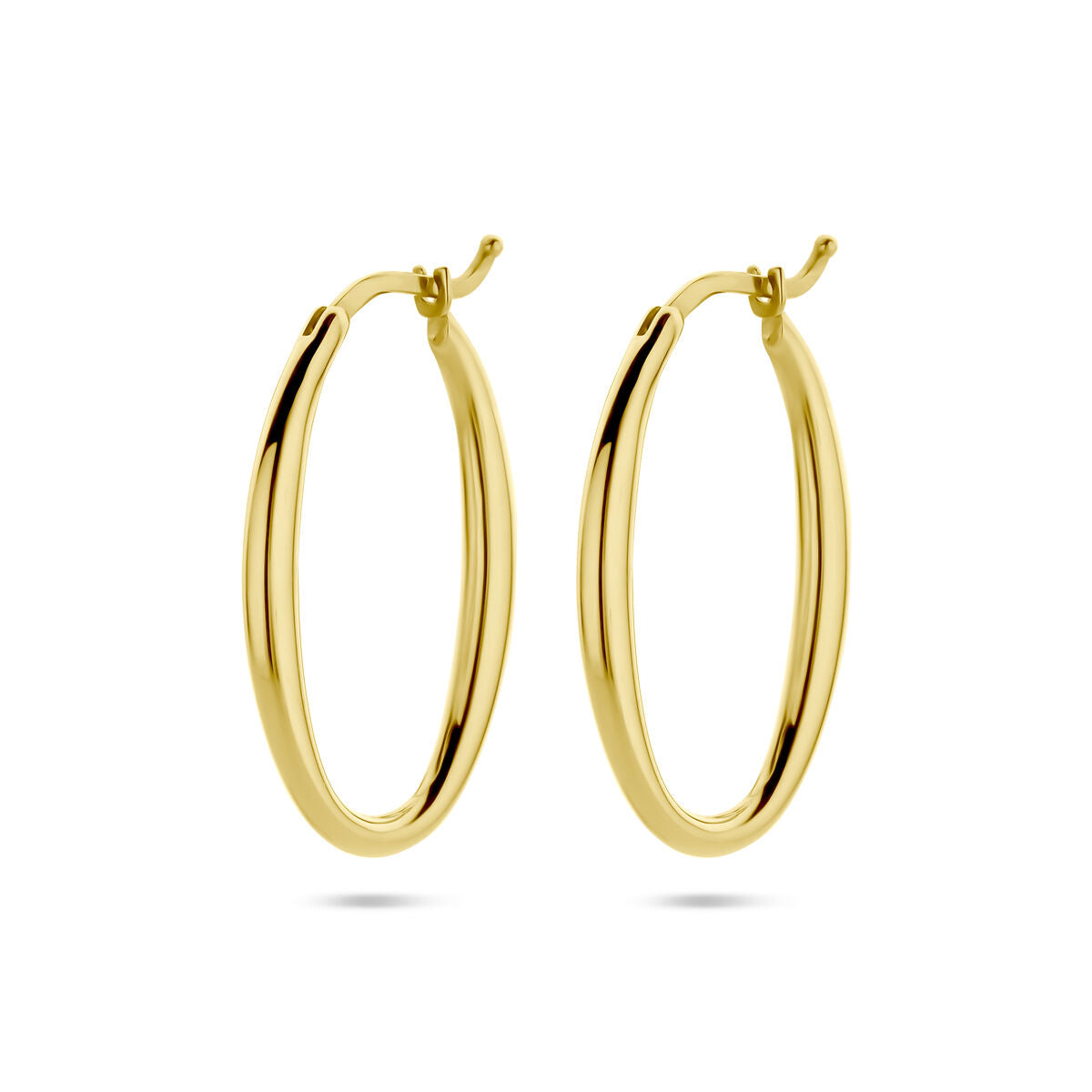 Pendientes de aro ovalados de 14K en oro amarillo.