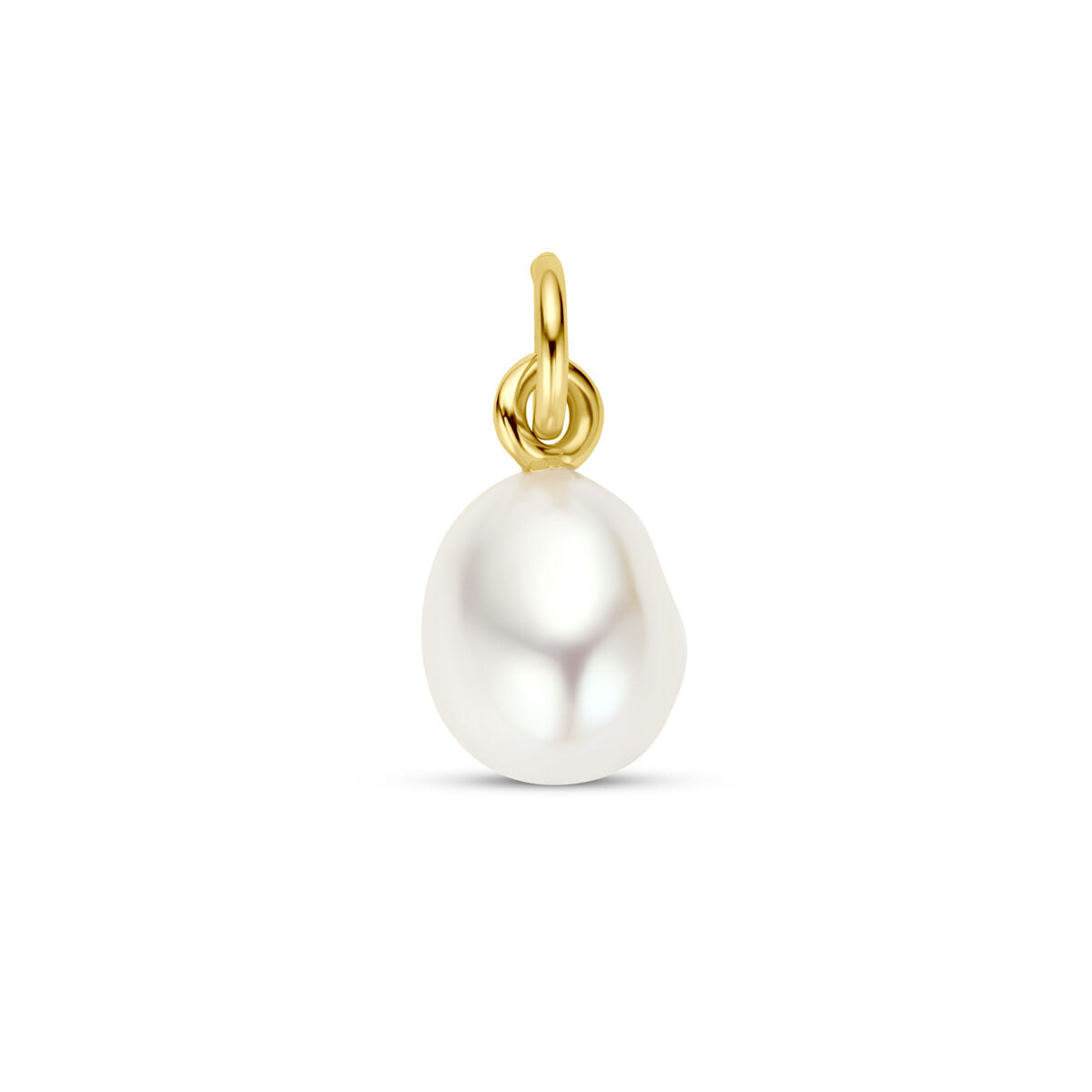 Colgante de perla blanca de 18,5 mm con acabado en plata dorada de 3 micrones.