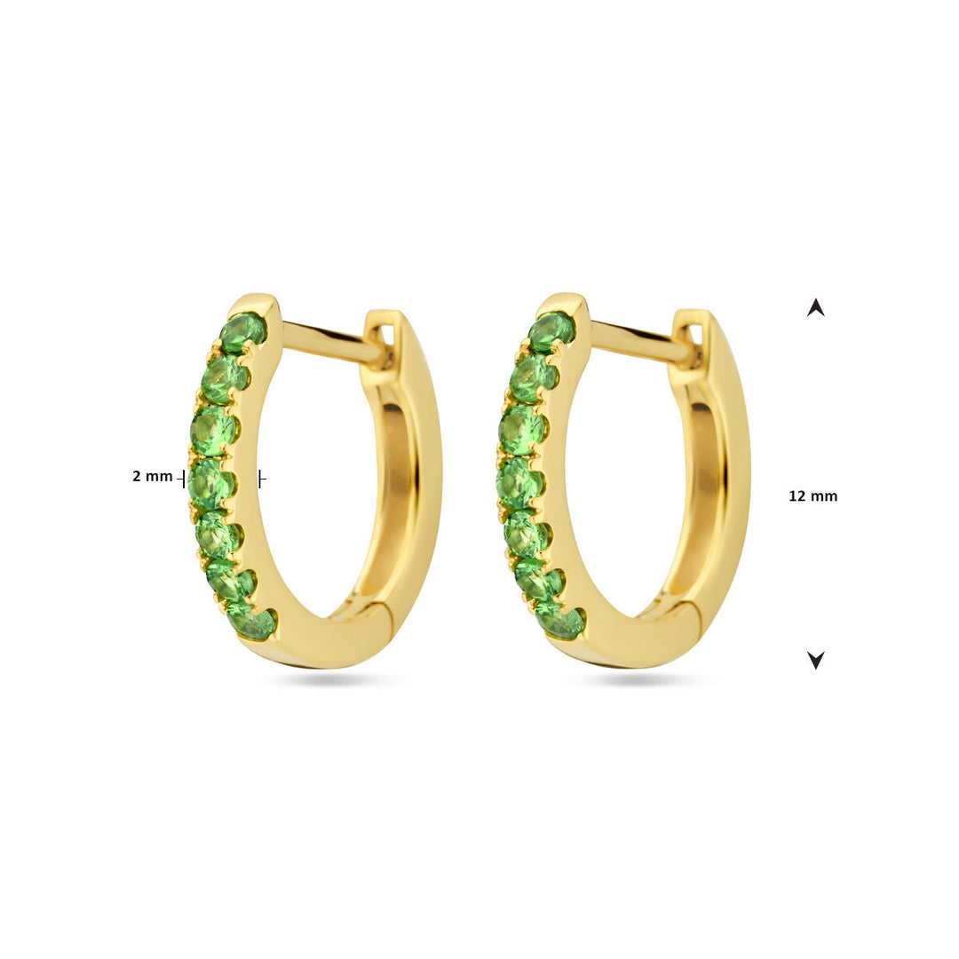 klapoorringen tsavoriet 12 mm 14K geelgoud