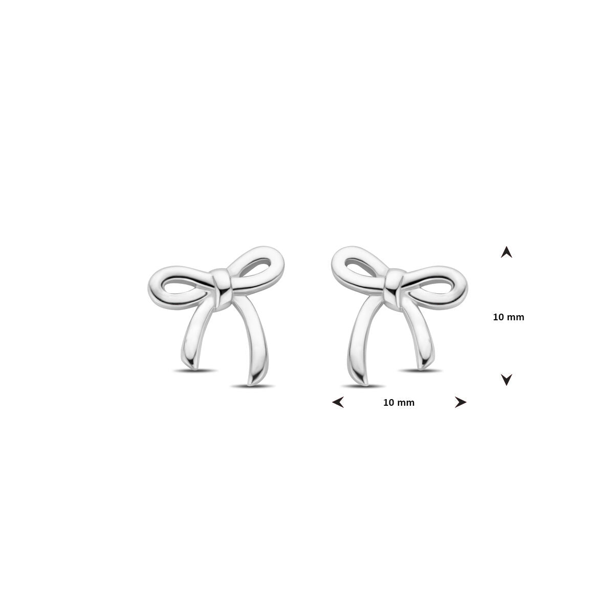 pendientes de botón lazo 10 mm plata rodiado