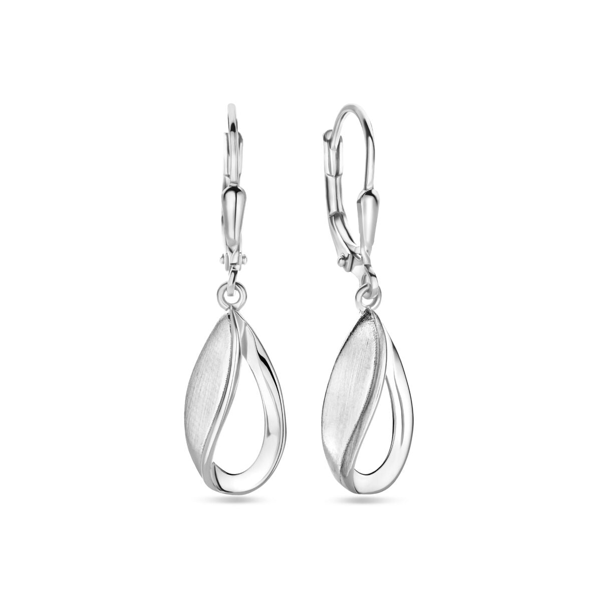 pendientes gota brisur gancho poli/mate 33 mm plata rodiada