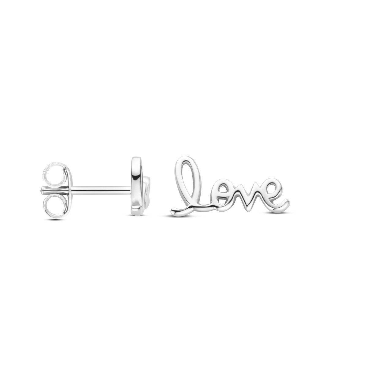 pendientes de botón love 6 mm plata rodiado
