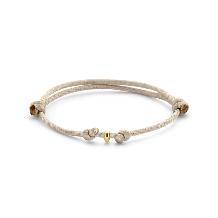 armband satijn beige 13 - 26 cm 14K goud met rubber/nylon/leer