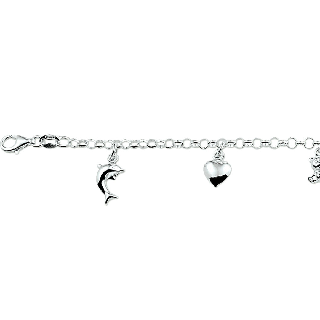armband diverse bedels 15 cm zilver gerhodineerd