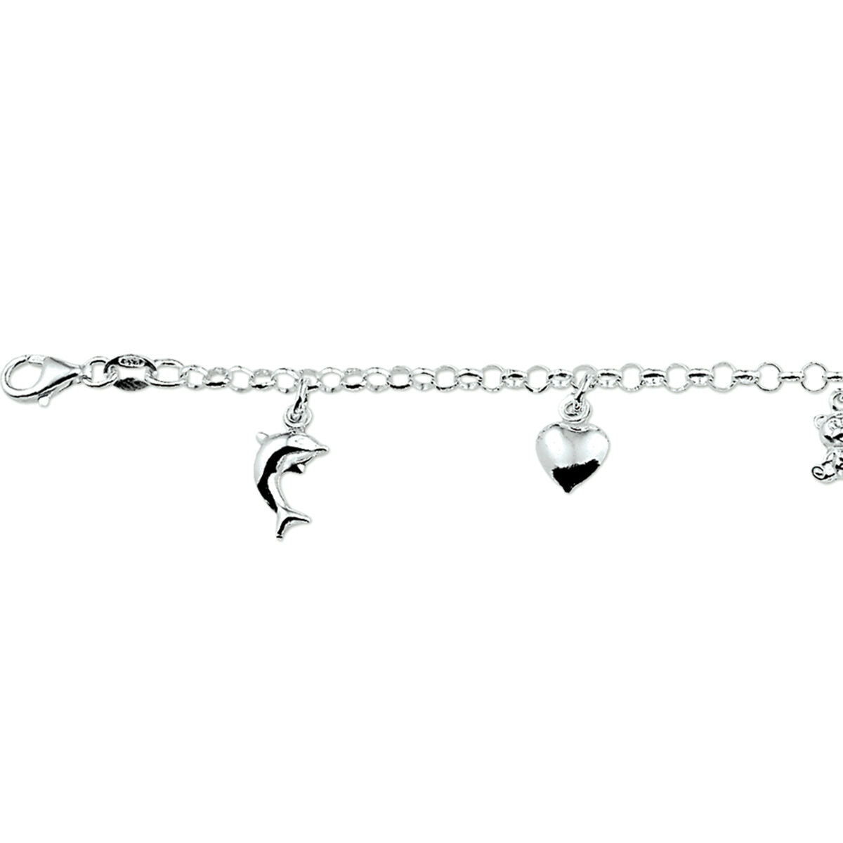 armband diverse bedels 15 cm zilver gerhodineerd
