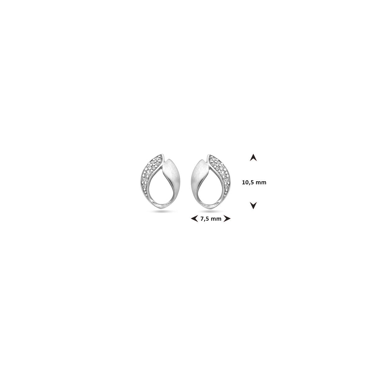 pendientes de botón de zirconia poli/mate 10,5 mm plata rodiada