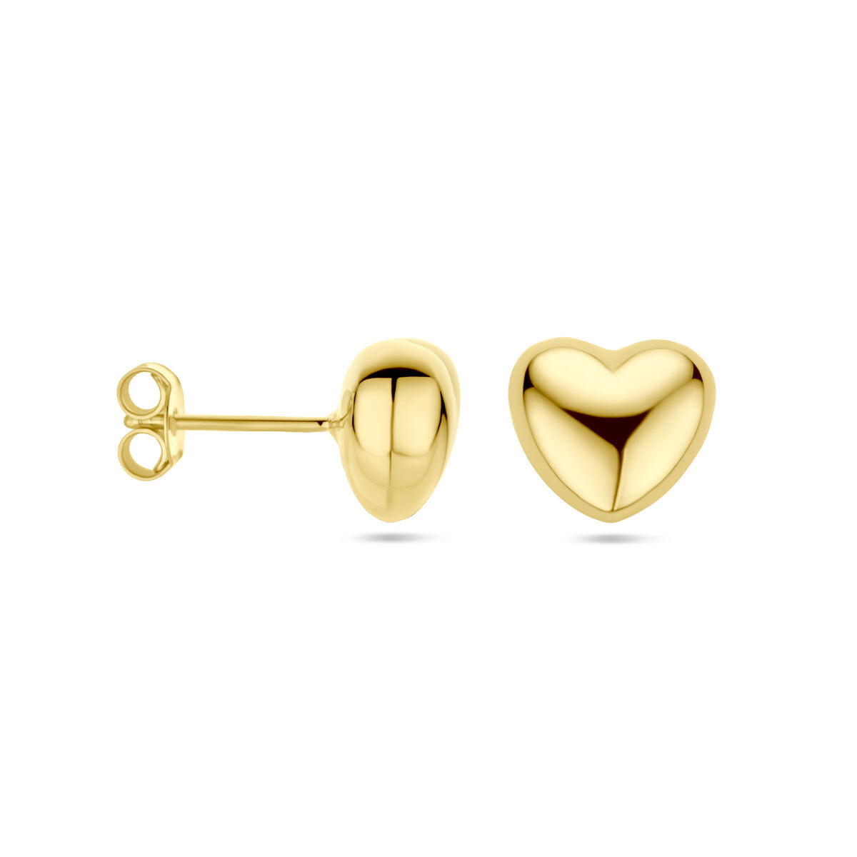 pendientes de botón corazón 1 micrón plata chapado en oro amarillo