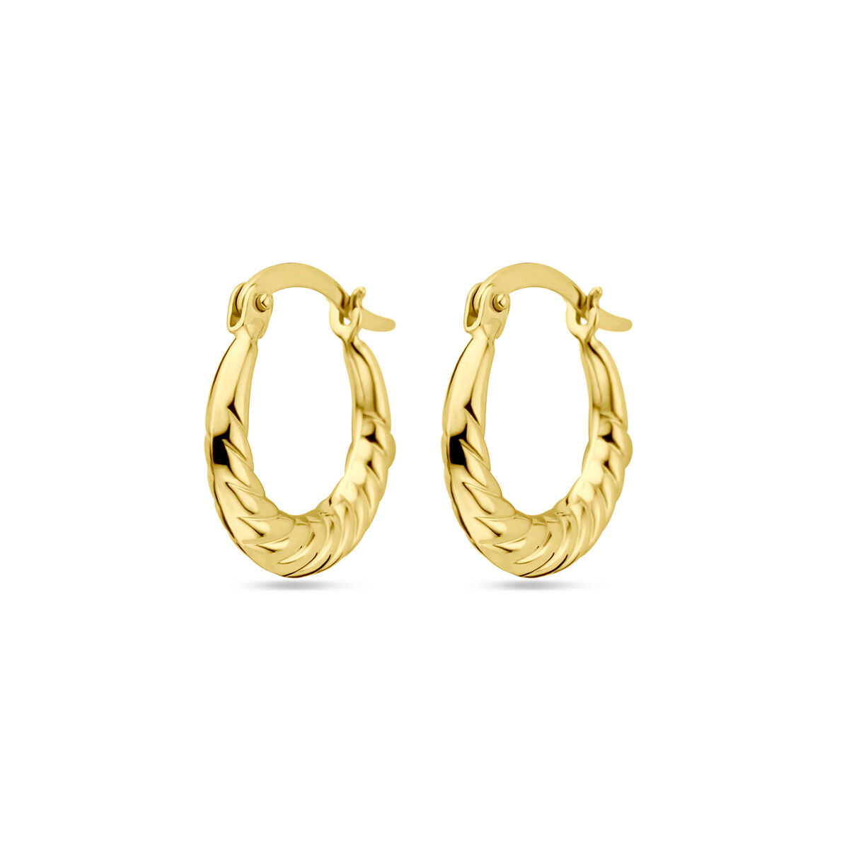 Aros de 17 mm en oro amarillo de 14 quilates con diseño trenzado.