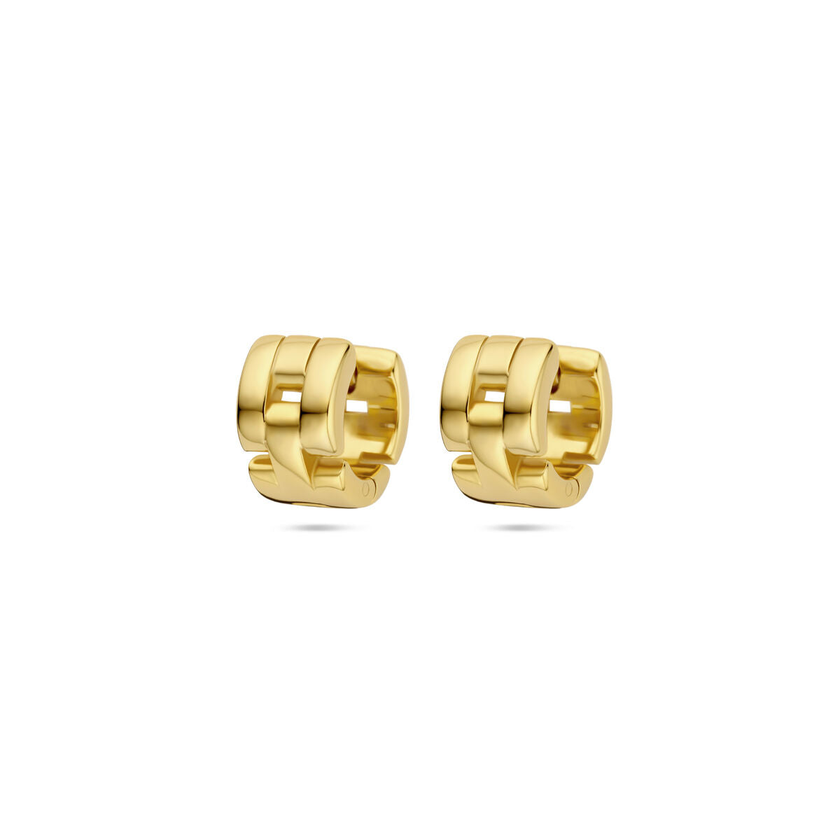 Pendientes de aro con motivo de eslabones en color dorado de 10 mm.