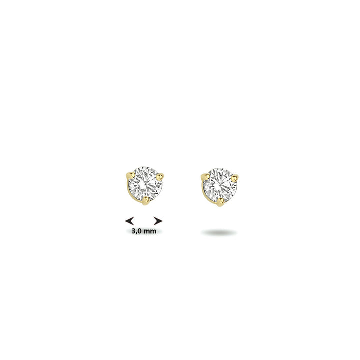 oorknoppen zirkonia 14K geelgoud