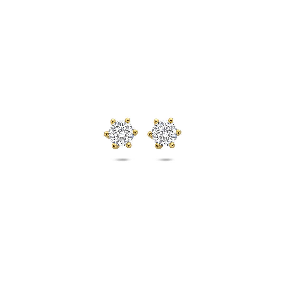 Gouden oorknopjes met lab grown diamant – 14k geelgoud