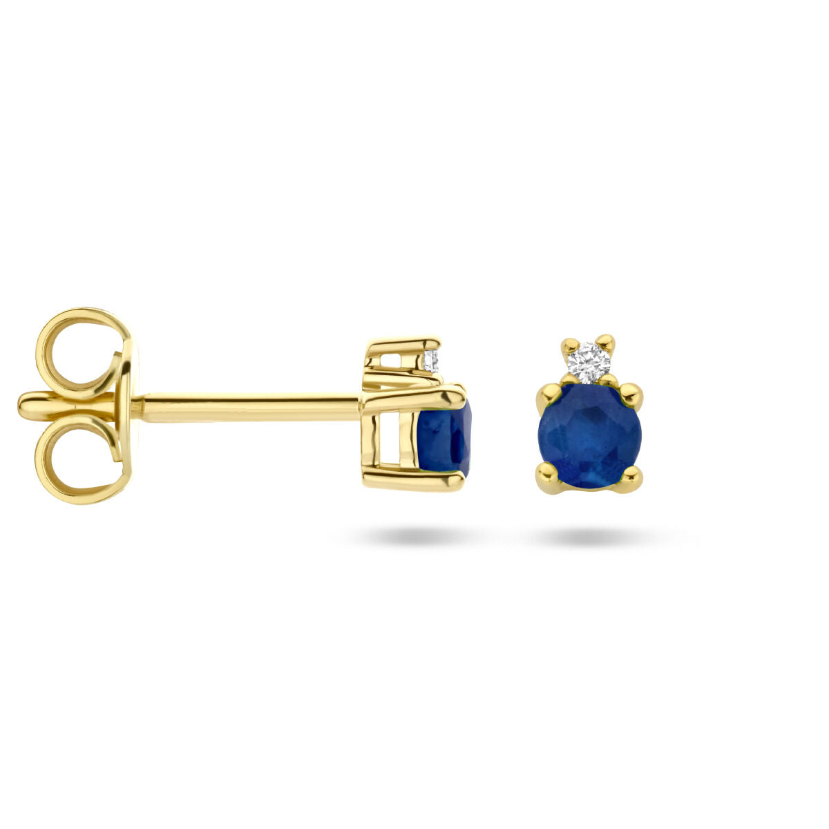 pendientes zafiro y diamante 0.015ct (2x 0.0075ct) h p1 14K oro amarillo