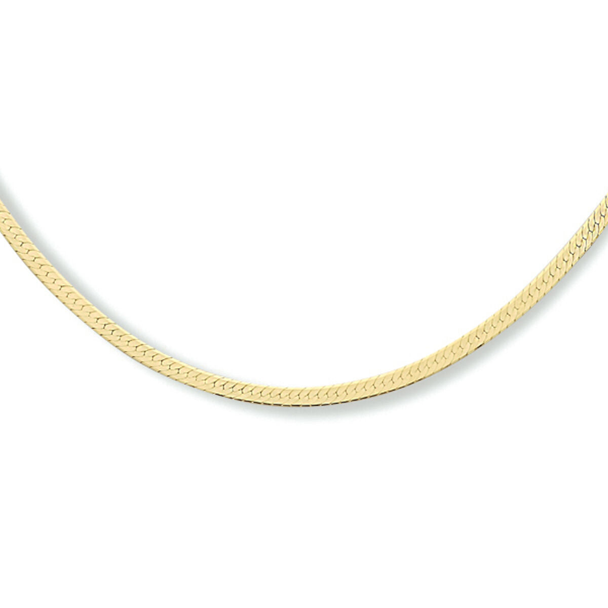 Collar de serpiente plano de 2,0 mm en plata dorada de 3 micrones, con extensión de 40 + 4 cm.