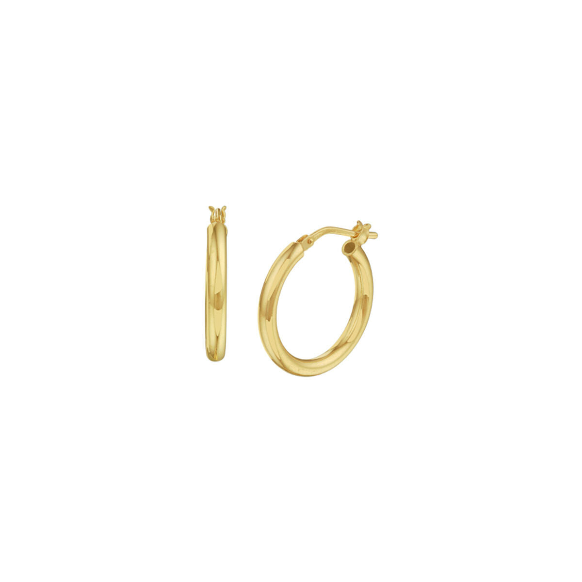 Aros de tubo redondos de 2,5 mm, bañados en oro amarillo de 1 micrón.