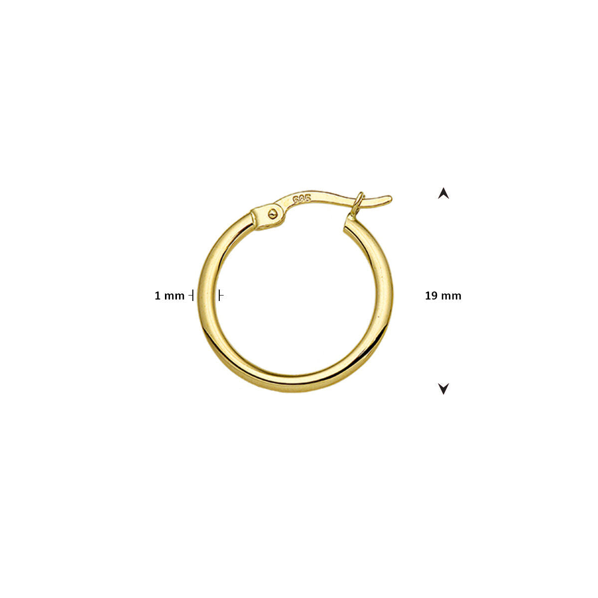 aro 19 mm por pieza oro amarillo 14K