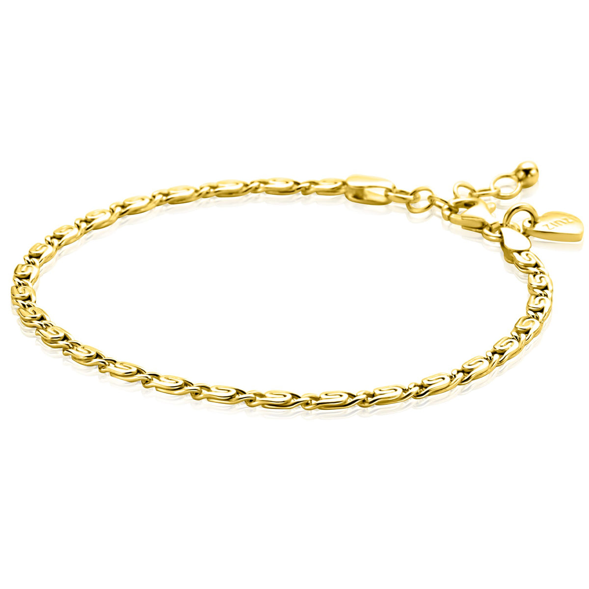 Pulsera dorada con diseño trenzado y cierre ajustable.