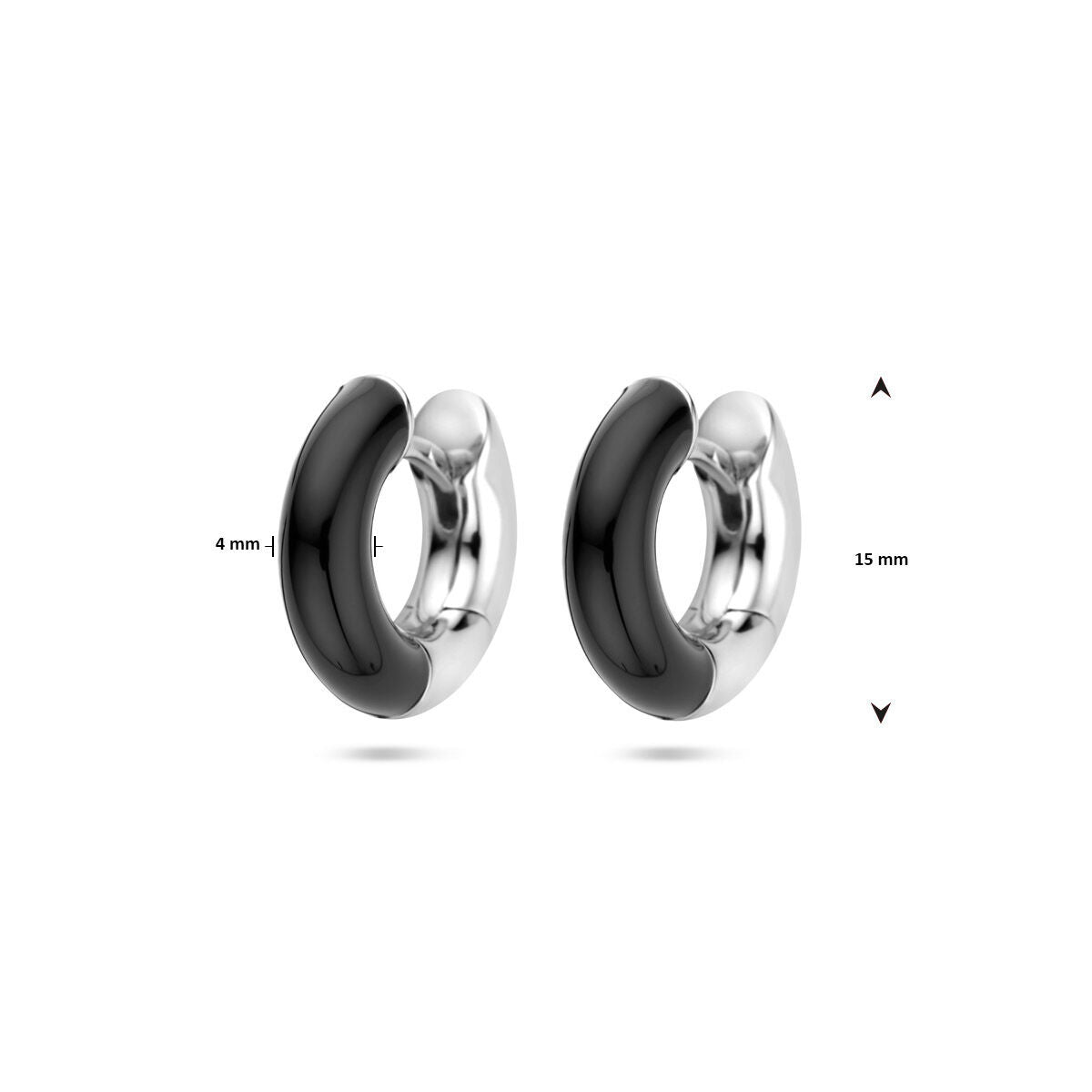 aros de esmalte negro 4 mm plata rodiada