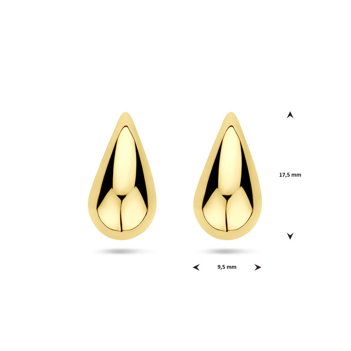 pendientes de botón gota 17,5 mm oro amarillo
