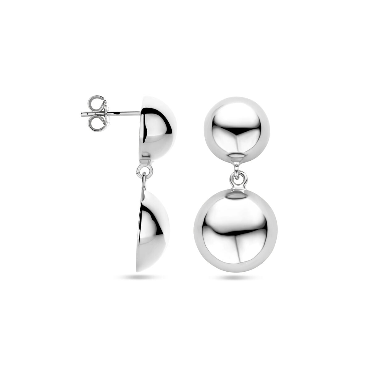 pendientes media bola 31 mm plata rodiada