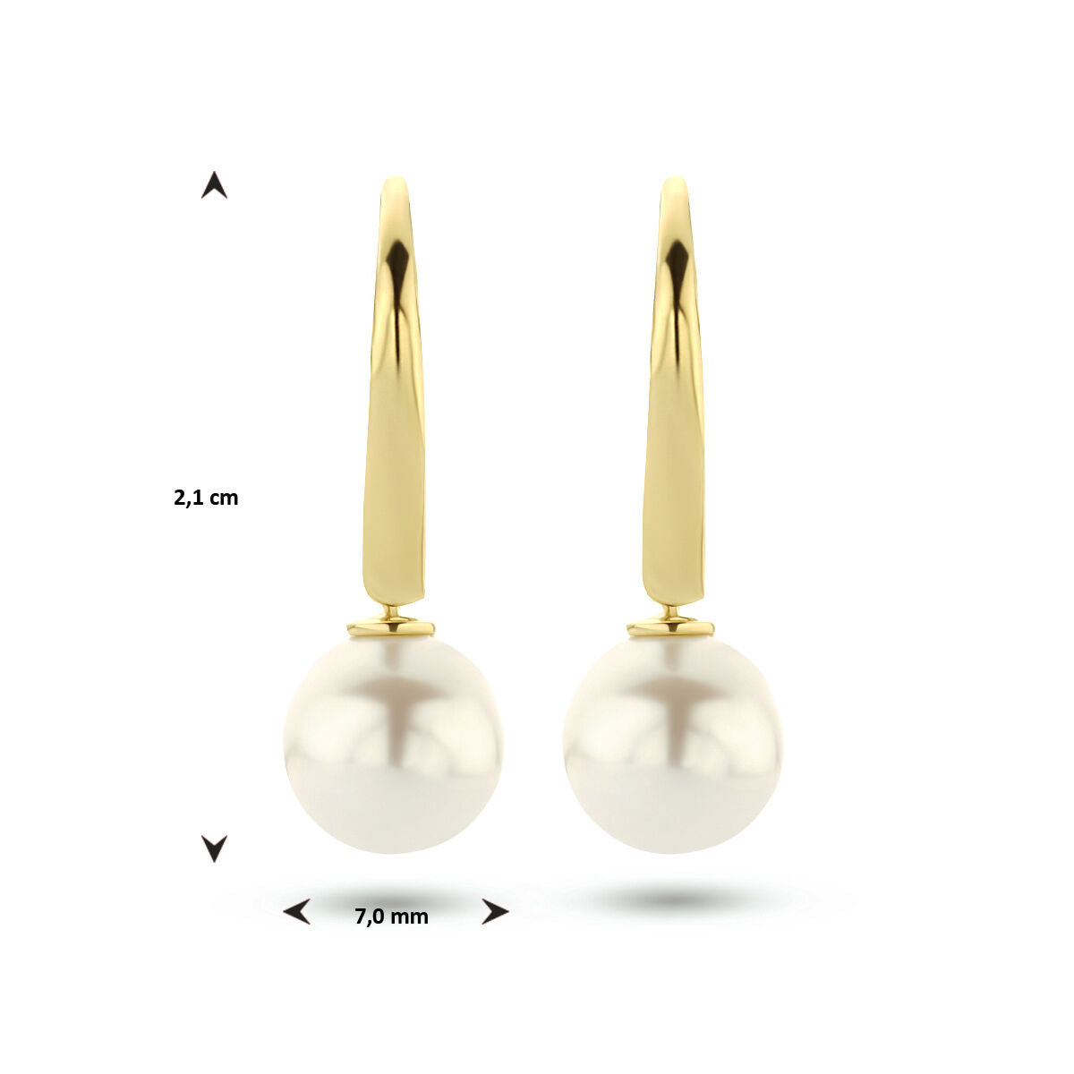 pendientes de perla con gancho de 14K oro amarillo
