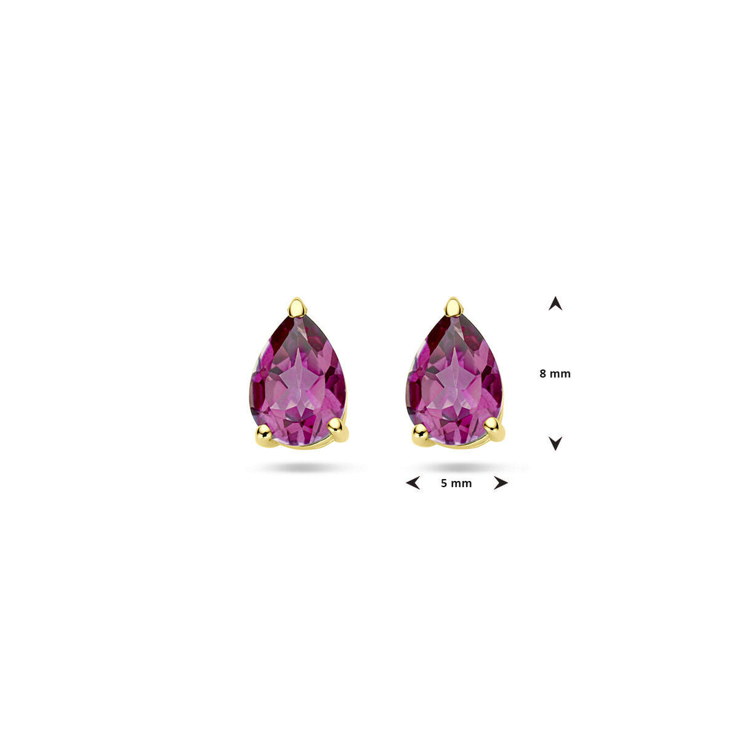 oorknoppen roze topaas 14K geelgoud