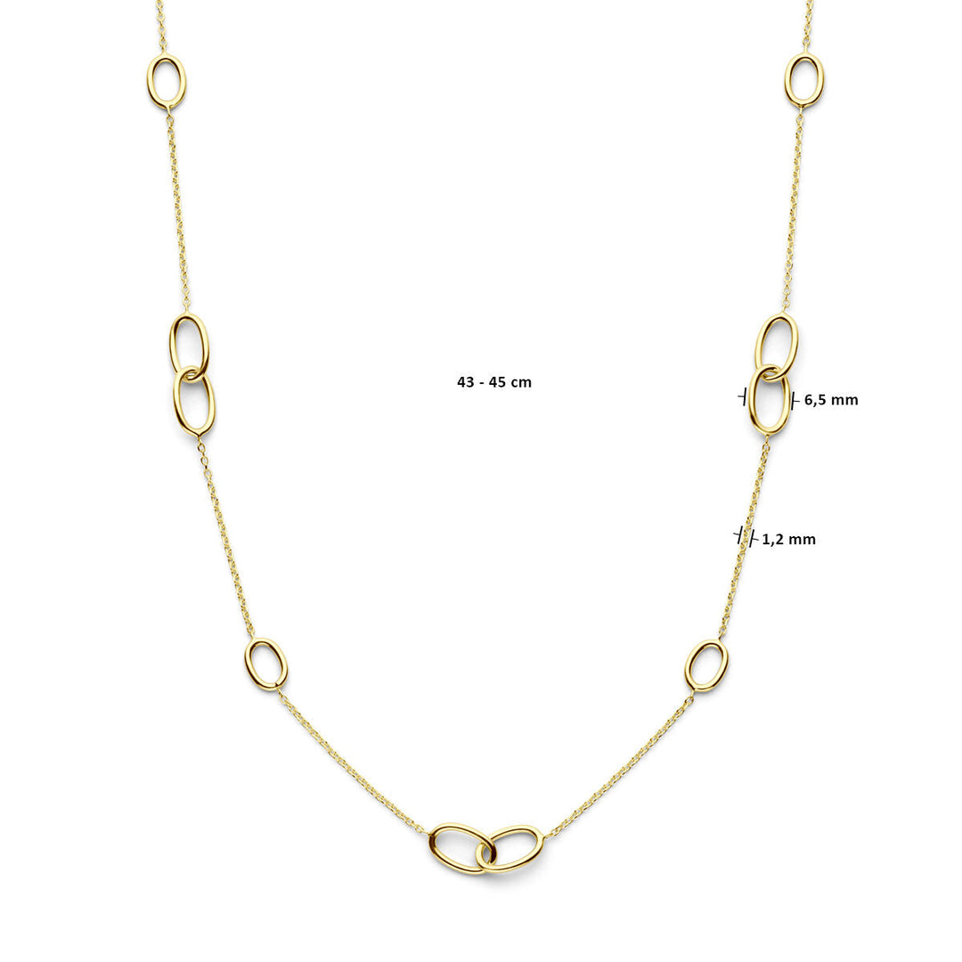 collier ovaaltjes 43 - 45 cm 14K geelgoud