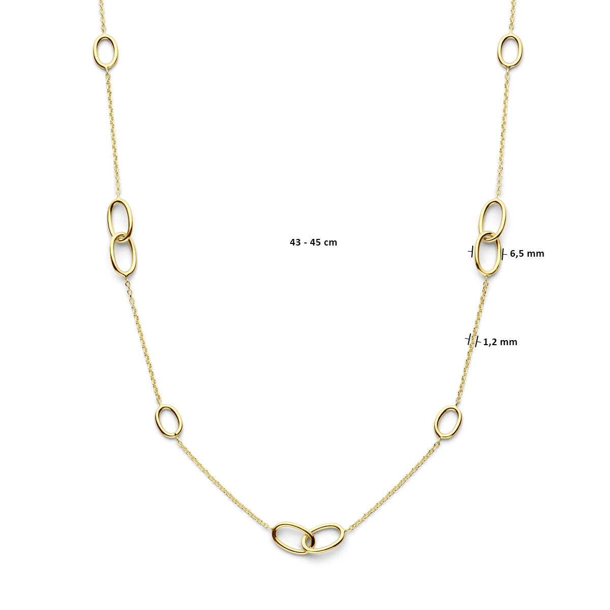 collar ovalados 43 - 45 cm 14K oro amarillo