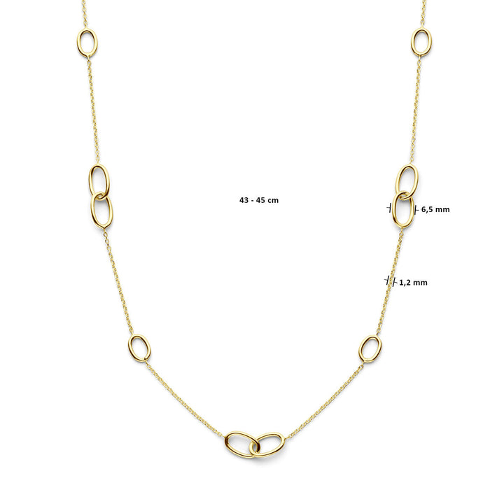 collier ovaaltjes 43 - 45 cm 14K geelgoud