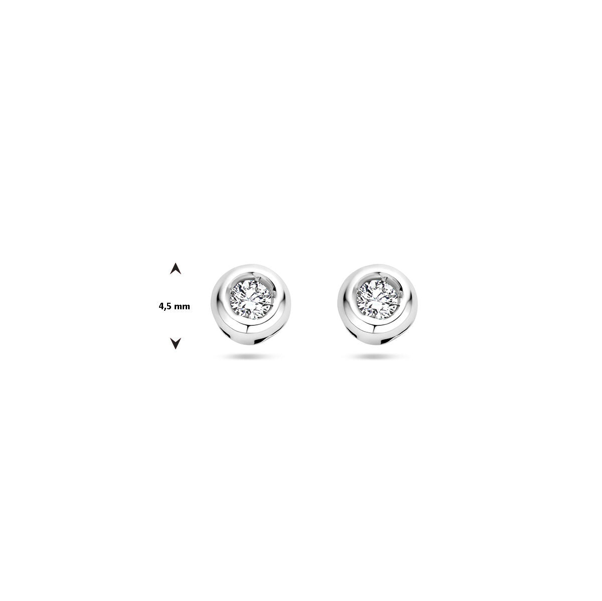 pendientes de botón diamante 0.10 ct (2x 0.05ct) h si 14K oro blanco