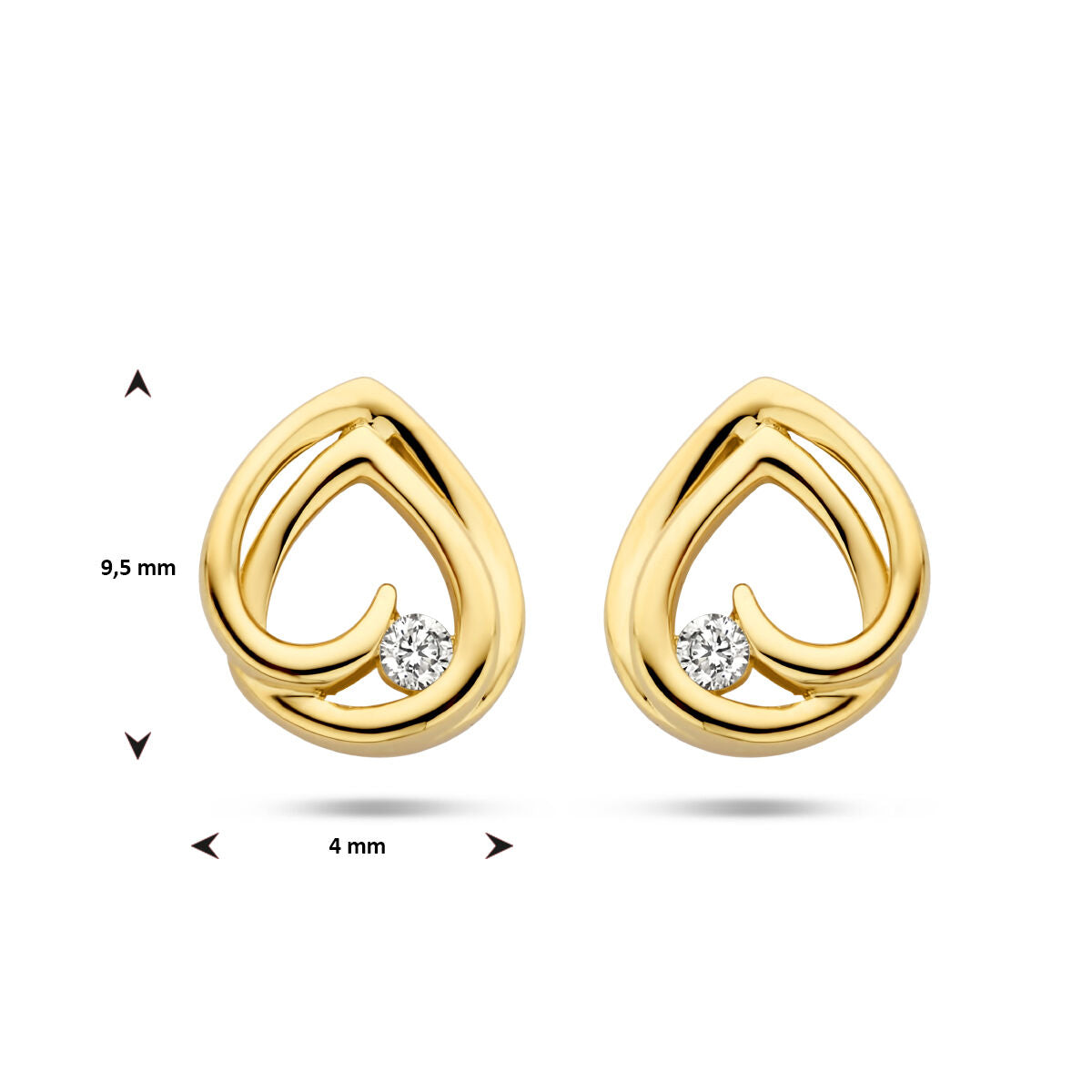 pendientes de botón diamante 0.05ct (2x0.025ct) h si 14K oro amarillo