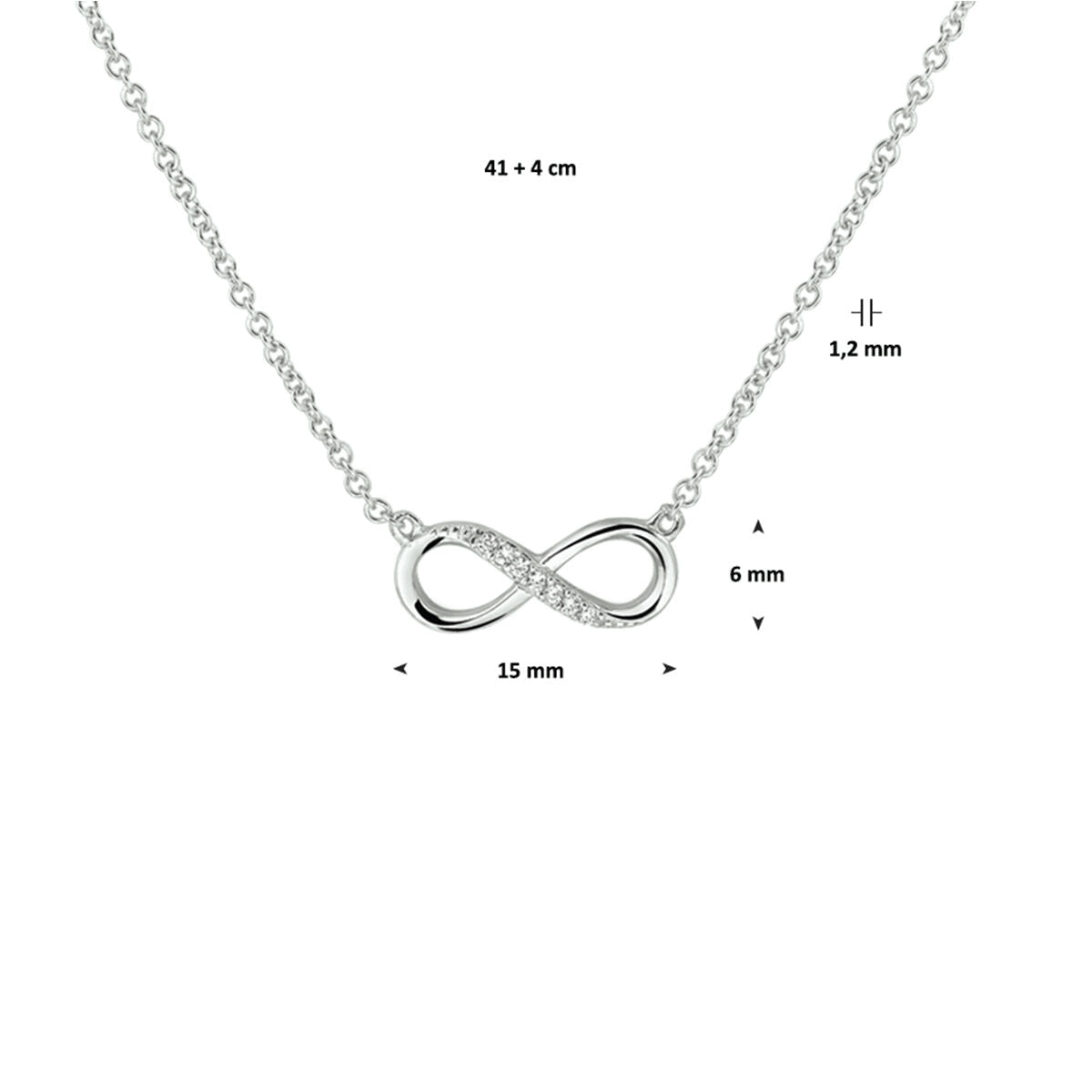 Collar de mujer plata infinito circonita rodiado
