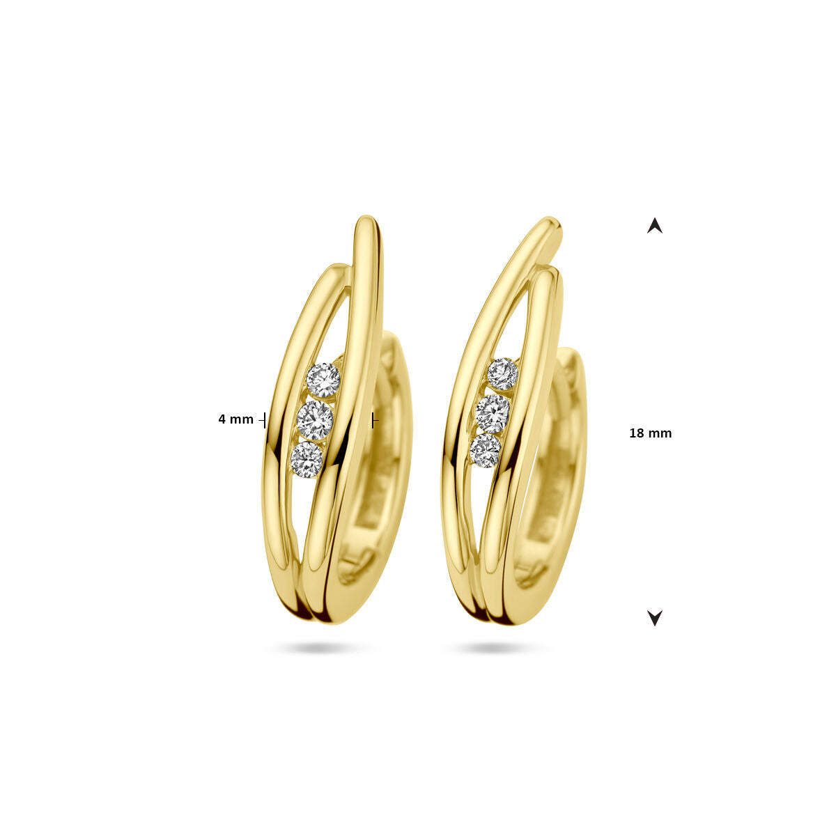 aros con diamantes 0.10ct (2x 0.05ct) h si 14K oro amarillo