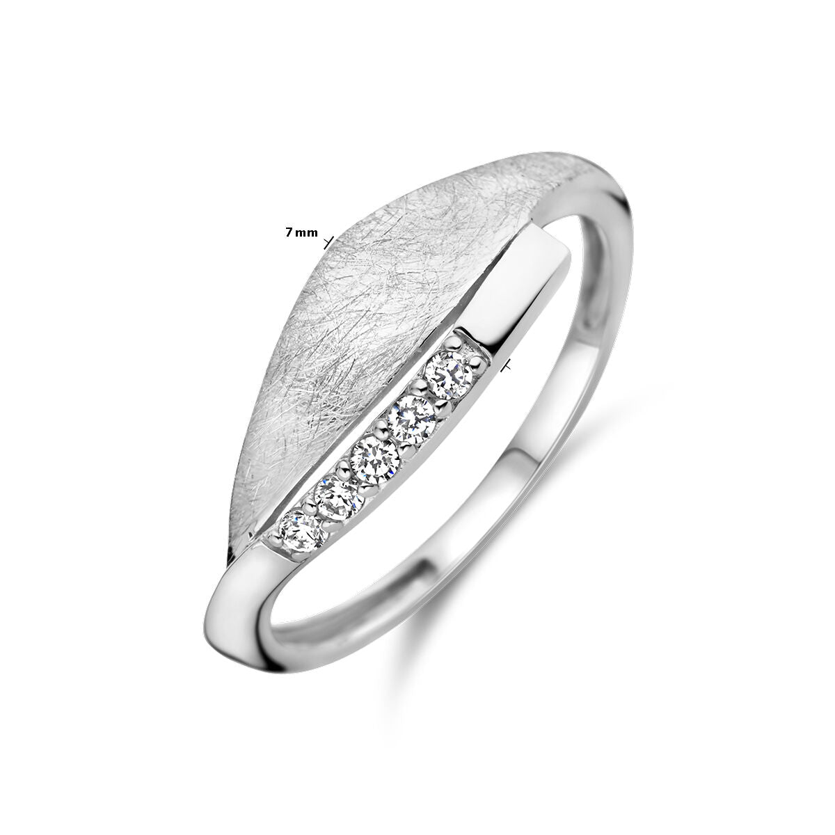 anillo zircónia rayado plata rodiada