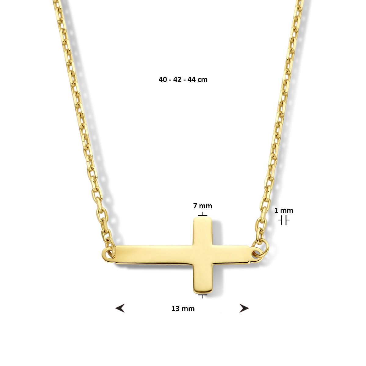 Collar de mujer oro cruz 14K