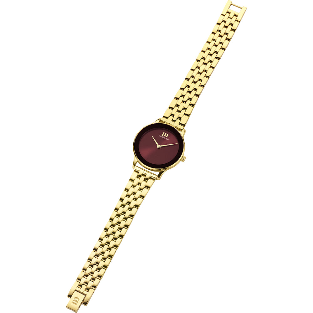 Danish design dames horloge bordeaux wijzerplaat - IV97Q1288