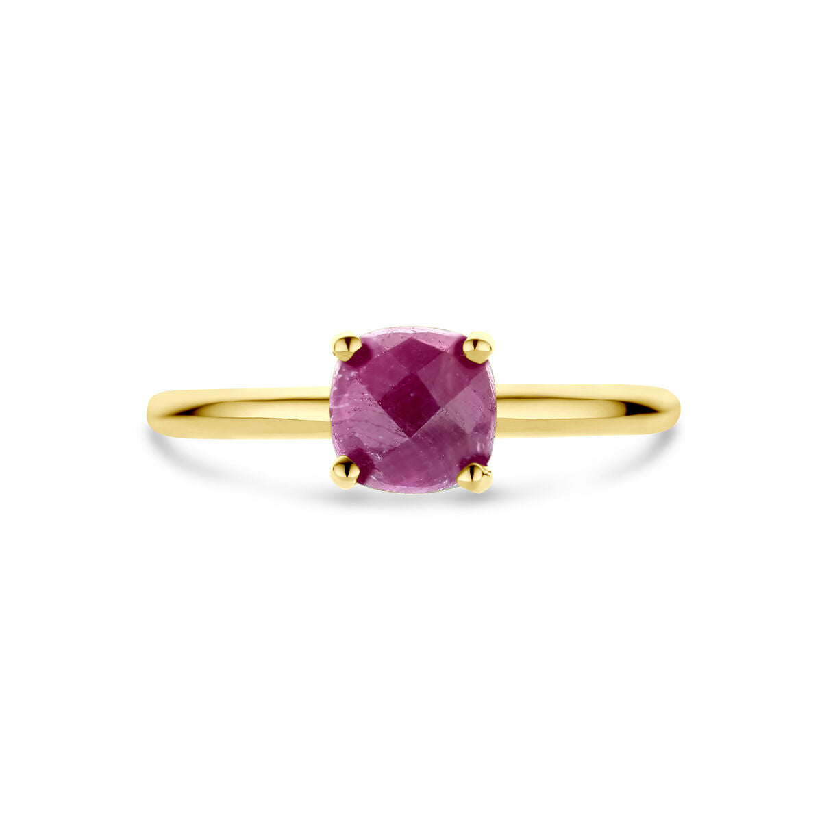 anillo rubí oro amarillo 14K