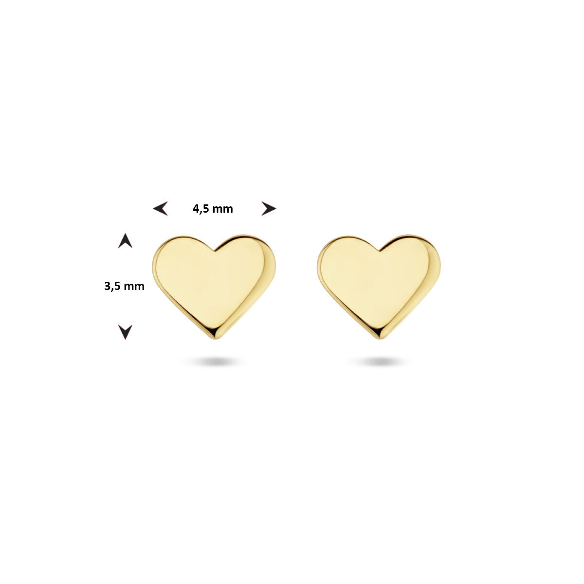 pendientes de botón corazón 14K oro amarillo