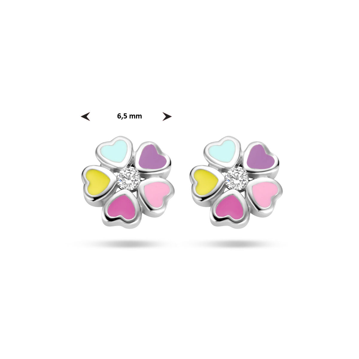 pendientes de botón flor circonita plata rodiada