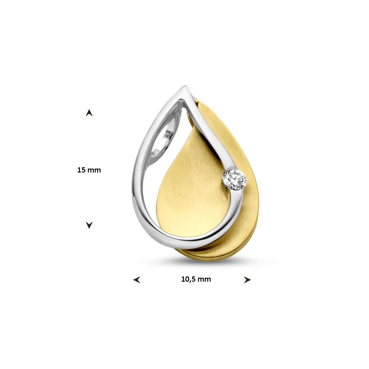 colgante diamante 0.03ct h si 14K bicolor oro amarillo/blanco