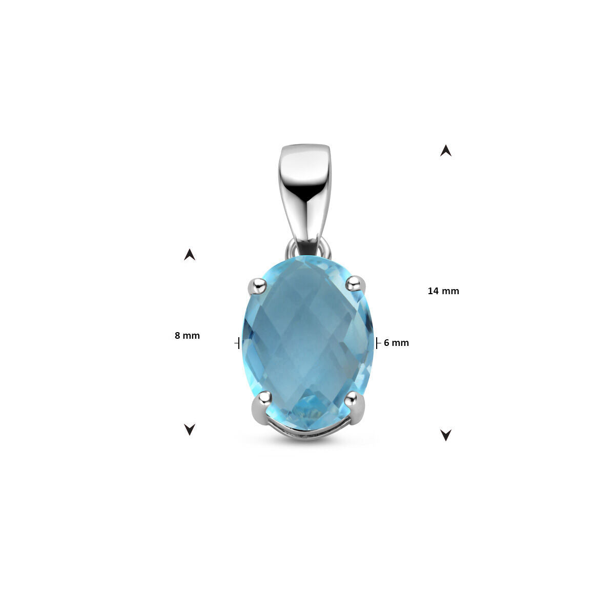 colgante azul topacio plata rodiado