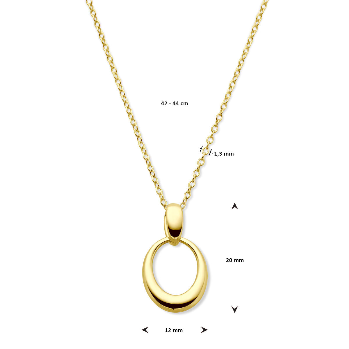point zero collier 42 - 44 cm 14K geelgoud