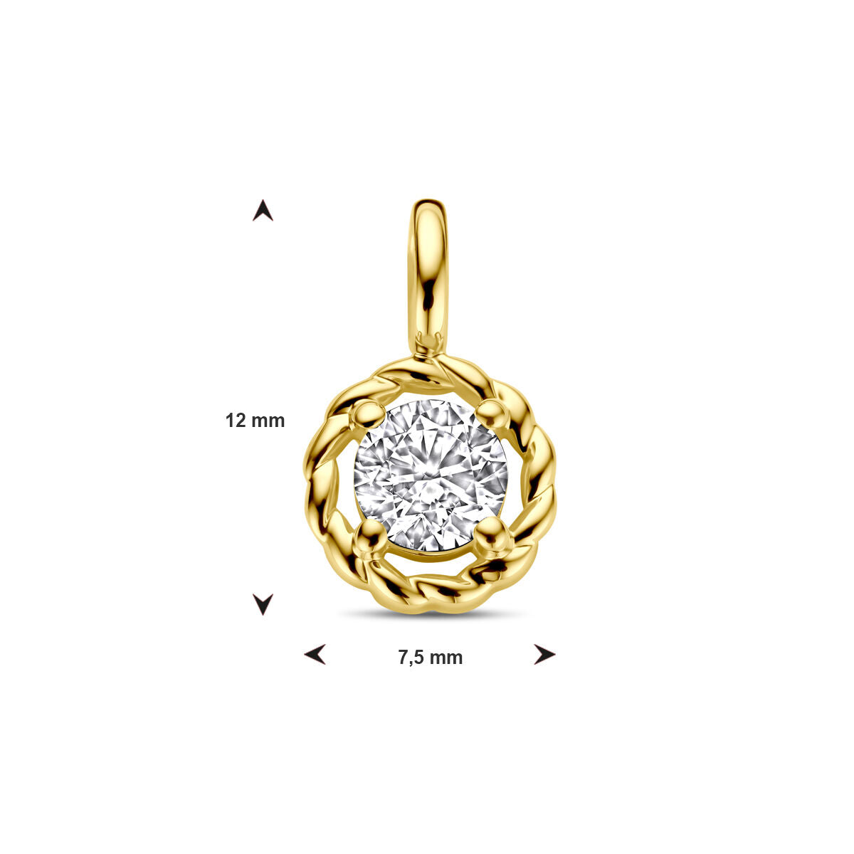 colgante de circonita en oro amarillo de 14K